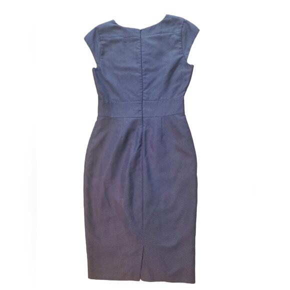 Reiss Blue Navy Dress with Metallic Detailing White Dots Sz 6 - Picture 4 of 14